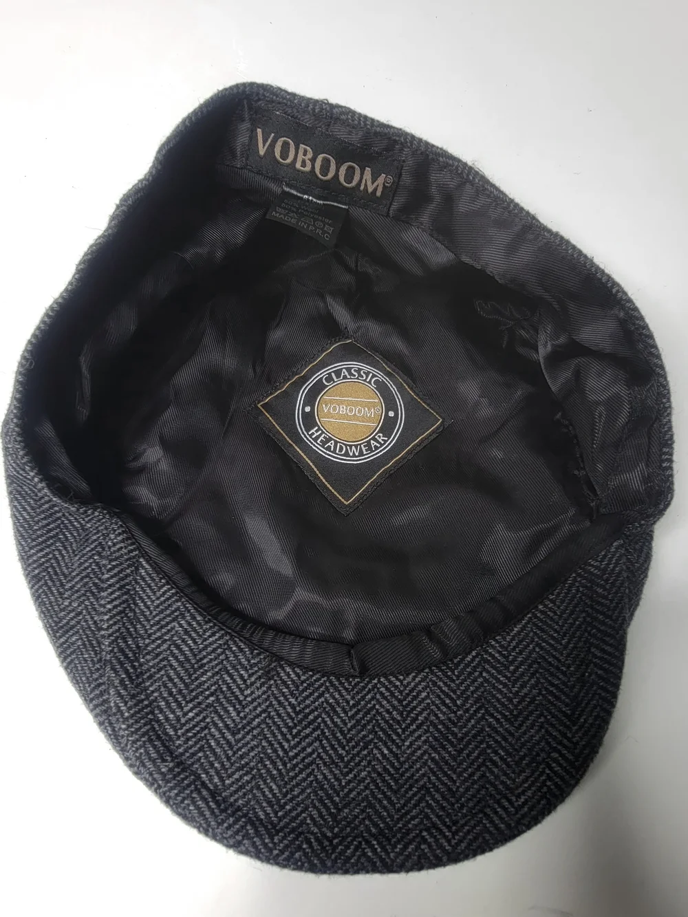 VOBOOM  Men's Herringbone Flat IVY newsboy Hat Gray Size 7 1/2 -61cm
